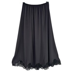 Vintage Wonder Maid Lace Trim Half Slip Black Nylon ILGWU Lingerie Medium